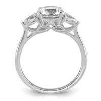 14K White Gold 1.88 Carat Lab Grown Diamond VS+ F+ Round Ring with Pear Sidestones Complete Three Stone Engagement view 2