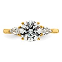 14K Yellow Gold 1.88 Carat Lab Grown Diamond VS+ F+ Round Ring with Pear Sidestones Complete Three Stone Engagement view 4
