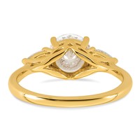 14K Yellow Gold 1.88 Carat Lab Grown Diamond VS+ F+ Round Ring with Pear Sidestones Complete Three Stone Engagement view 5