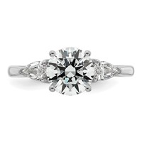 14K White Gold 1.88 Carat Certified Lab Grown Diamond VS+ F+ Round Ring with Pear Sidestones Complete Three Stone Engagement view 4