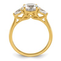 14K Yellow Gold 1.88 Carat Certified Lab Grown Diamond VS+ F+ Round Ring with Pear Sidestones Complete Three Stone Engagement view 2