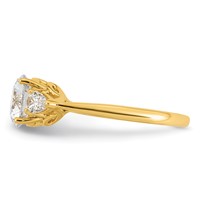 14K Yellow Gold 1.88 Carat Certified Lab Grown Diamond VS+ F+ Round Ring with Pear Sidestones Complete Three Stone Engagement view 3