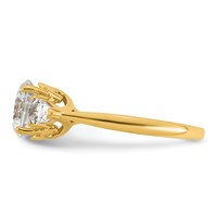 14K Yellow Gold 2.50 Carat Lab Grown Diamond VS+ F+ Round Ring with Pear Sidestones Complete Three Stone Engagement view 3
