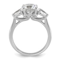 14K White Gold 2.50 Carat Certified Lab Grown Diamond VS+ F+ Round Ring with Pear Sidestones Complete Three Stone Engagement view 2