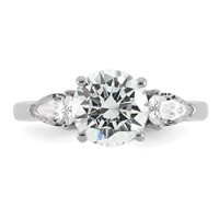 14K White Gold 2.50 Carat Certified Lab Grown Diamond VS+ F+ Round Ring with Pear Sidestones Complete Three Stone Engagement view 4