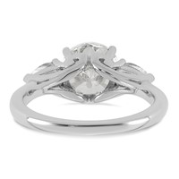 14K White Gold 2.50 Carat Certified Lab Grown Diamond VS+ F+ Round Ring with Pear Sidestones Complete Three Stone Engagement view 5