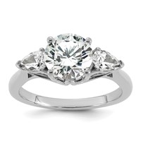 14K White Gold 2.50 Carat Certified Lab Grown Diamond VS+ F+ Round Ring with Pear Sidestones Complete Three Stone Engagement view 1