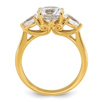 14K Yellow Gold 2.50 Carat Certified Lab Grown Diamond VS+ F+ Round Ring with Pear Sidestones Complete Three Stone Engagement view 2
