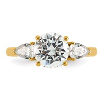 14K Yellow Gold 2.50 Carat Certified Lab Grown Diamond VS+ F+ Round Ring with Pear Sidestones Complete Three Stone Engagement view 4