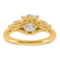 14K Yellow Gold 2.50 Carat Certified Lab Grown Diamond VS+ F+ Round Ring with Pear Sidestones Complete Three Stone Engagement view 5