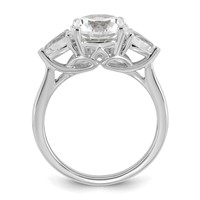 14K White Gold 3 Carat Lab Grown Diamond VS+ F+ Round Ring with Pear Sidestones Complete Three Stone Engagement view 2
