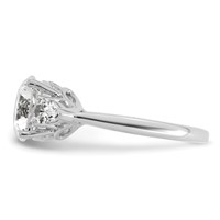 14K White Gold 3 Carat Lab Grown Diamond VS+ F+ Round Ring with Pear Sidestones Complete Three Stone Engagement view 3