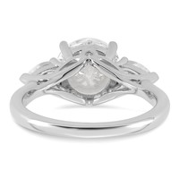14K White Gold 3 Carat Lab Grown Diamond VS+ F+ Round Ring with Pear Sidestones Complete Three Stone Engagement view 5