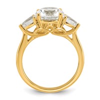 14K Yellow Gold 3 Carat Lab Grown Diamond VS+ F+ Round Ring with Pear Sidestones Complete Three Stone Engagement view 2