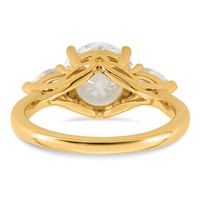 14K Yellow Gold 3 Carat Lab Grown Diamond VS+ F+ Round Ring with Pear Sidestones Complete Three Stone Engagement view 5