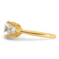 14K Yellow Gold 3 Carat Certified Lab Grown Diamond VS+ F+ Round Ring with Pear Sidestones Complete Three Stone Engagement view 3