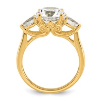 14K Yellow Gold 3.62 Carat Lab Grown Diamond VS+ F+ Round Ring with Pear Sidestones Complete Three Stone Engagement view 2