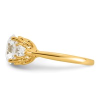 14K Yellow Gold 3.62 Carat Lab Grown Diamond VS+ F+ Round Ring with Pear Sidestones Complete Three Stone Engagement view 3