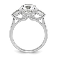 14K White Gold 3.62 Carat Certified Lab Grown Diamond VS+ F+ Round Ring with Pear Sidestones Complete Three Stone Engagement view 2