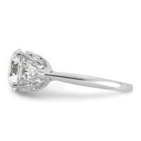 14K White Gold 3.62 Carat Certified Lab Grown Diamond VS+ F+ Round Ring with Pear Sidestones Complete Three Stone Engagement view 3