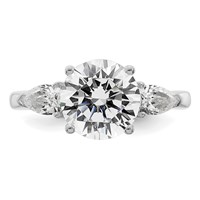 14K White Gold 3.62 Carat Certified Lab Grown Diamond VS+ F+ Round Ring with Pear Sidestones Complete Three Stone Engagement view 4