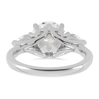 14K White Gold 3.62 Carat Certified Lab Grown Diamond VS+ F+ Round Ring with Pear Sidestones Complete Three Stone Engagement view 5