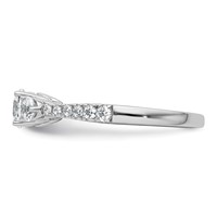14K White Gold 1 Carat Lab Grown Diamond VS+ F+ Round Complete Three Stone Engagement Ring view 3