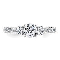 14K White Gold 1 Carat Lab Grown Diamond VS+ F+ Round Complete Three Stone Engagement Ring view 4
