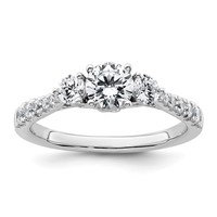 14K White Gold 1 Carat Lab Grown Diamond VS+ F+ Round Complete Three Stone Engagement Ring view 1