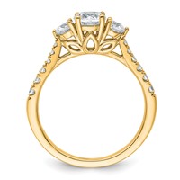 14K Yellow Gold 1 Carat Lab Grown Diamond VS+ F+ Round Complete Three Stone Engagement Ring view 2