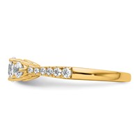 14K Yellow Gold 1 Carat Lab Grown Diamond VS+ F+ Round Complete Three Stone Engagement Ring view 3