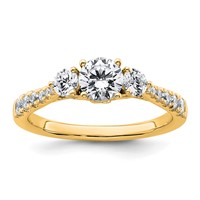 14K Yellow Gold 1 Carat Lab Grown Diamond VS+ F+ Round Complete Three Stone Engagement Ring view 1