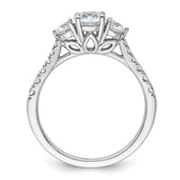 14K White Gold 1 Carat Certified Lab Grown Diamond VS+ F+ Round Complete Three Stone Engagement Ring view 2