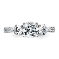 14K White Gold 1.75 Carat Lab Grown Diamond VS+ F+ Round Complete Three Stone Engagement Ring view 4