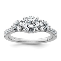 14K White Gold 1.75 Carat Lab Grown Diamond VS+ F+ Round Complete Three Stone Engagement Ring view 1