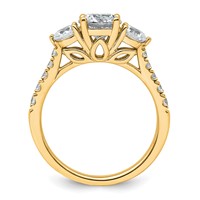 14K Yellow Gold 1.75 Carat Lab Grown Diamond VS+ F+ Round Complete Three Stone Engagement Ring view 2