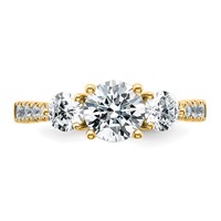 14K Yellow Gold 1.75 Carat Lab Grown Diamond VS+ F+ Round Complete Three Stone Engagement Ring view 4