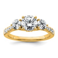 14K Yellow Gold 1.75 Carat Lab Grown Diamond VS+ F+ Round Complete Three Stone Engagement Ring view 1