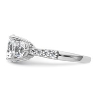 14K White Gold 4 Carat Lab Grown Diamond VS+ F+ Round Complete Three Stone Engagement Ring view 3