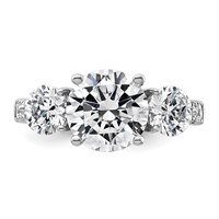 14K White Gold 4 Carat Lab Grown Diamond VS+ F+ Round Complete Three Stone Engagement Ring view 4