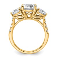14K Yellow Gold 4 Carat Lab Grown Diamond VS+ F+ Round Complete Three Stone Engagement Ring view 2