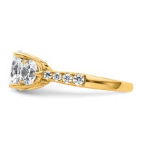 14K Yellow Gold 4 Carat Lab Grown Diamond VS+ F+ Round Complete Three Stone Engagement Ring view 3
