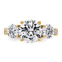 14K Yellow Gold 4 Carat Lab Grown Diamond VS+ F+ Round Complete Three Stone Engagement Ring view 4