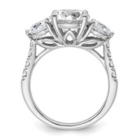 14K White Gold 4 Carat Certified Lab Grown Diamond VS+ F+ Round Complete Three Stone Engagement Ring view 2