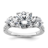 14K White Gold 4 Carat Certified Lab Grown Diamond VS+ F+ Round Complete Three Stone Engagement Ring view 1