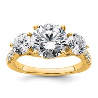 14K Yellow Gold 4 Carat Certified Lab Grown Diamond VS+ F+ Round Complete Three Stone Engagement Ring view 1
