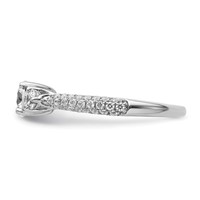 14K White Gold 0.50 Carat Lab Grown Diamond VS+ F+ Semi Mount 0.50 Carat Center Round Three Stone Engagement Ring view 3