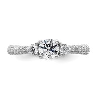 14K White Gold 0.50 Carat Lab Grown Diamond VS+ F+ Semi Mount 0.50 Carat Center Round Three Stone Engagement Ring view 4