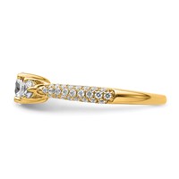 14K Yellow Gold 0.50 Carat Lab Grown Diamond VS+ F+ Semi Mount 0.50 Carat Center Round Three Stone Engagement Ring view 3
