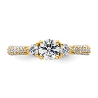 14K Yellow Gold 0.50 Carat Lab Grown Diamond VS+ F+ Semi Mount 0.50 Carat Center Round Three Stone Engagement Ring view 4